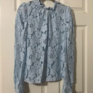 Wayf blue lace blouse
